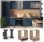 Vicco Herdumbauschrank Fame-Line Eiche Dunkelblau Hochglanz 60 cm mit...