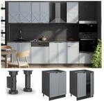 Vicco Unterschrank Fame-Line Anthrazit Hellblau-Grau gerahmt 60 cm mit...