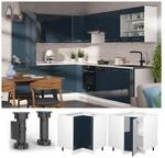 Vicco Eckunterschrank Fame-Line Wei&szlig; Dunkelblau Hochglanz 87 cm ohne Arbeitsplatte