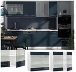 Vicco Glash&auml;ngeschrank Fame-Line Wei&szlig; Dunkelblau Hochglanz 80 cm