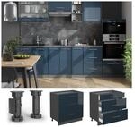 Vicco Schubladenunterschrank Fame-Line Anthrazit Dunkelblau Hochglanz 80 cm ohne
