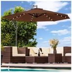 Luxus Sonnenschirm mit LED Beleuchtung Ampelschirm 350cm Solar Garten Schirm Pavillon