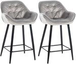 CLP 2er Set Barhocker Gibson Samt I Sitzh&ouml;he 76 cm I Tresenst&uuml;hle Mit Fu&szlig;st&uuml;tze