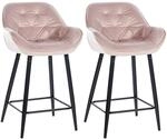 CLP 2er Set Barhocker Gibson Samt I Sitzh&ouml;he 76 cm I Tresenst&uuml;hle Mit Fu&szlig;st&uuml;tze