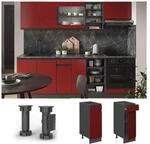 Vicco Schubunterschrank K&uuml;chenschrank K&uuml;chenm&ouml;bel R-Line J-Shape Anthrazit Rot 30