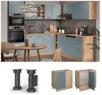 Vicco Eckunterschrank K&uuml;chenschrank R-Line Solid Eiche Blau Grau 86 cm modern