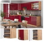 Vicco Eckh&auml;ngeschrank K&uuml;chenschrank K&uuml;chenm&ouml;bel Fame-Line Eiche Rot Bordeaux
