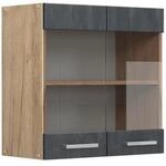 Vicco H&auml;ngeglasschrank R-Line Schwarz Beton Eiche 60 cm