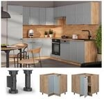 Vicco Eckunterschrank Fame-Line Eiche Hellblau-Grau gerahmt 87 cm ohne Arbeitsplatte