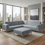 Ecksofa MCW-C47, Sofa Loungesofa Couch, Stoff/Textil Indoor wasserabweisend...