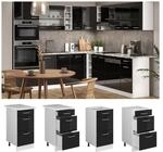 Vicco Schubladenunterschrank K&uuml;chenschrank R-Line Solid Wei&szlig; Schwarz 40 cm modern