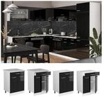 Vicco Schubunterschrank K&uuml;chenschrank R-Line Solid Wei&szlig; Schwarz 60 cm modern