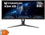 ACER Predator X34 X5, Schwarz, 34 Zoll, UWQHD, QD-OLED, 240 Hz, 0,01 ms