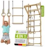 Juskys Sprossenwand f&uuml;r Kinder - Indoor Kletterger&uuml;st mit Turnringen,