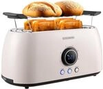 Steinborg 4 Scheiben XXL Toaster Digitales Display m. Br&ouml;tchenaufsatz Beige