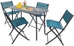 VCM 5-teilig Balkonm&ouml;bel Set, Gartentisch 110x55 cm mit 4 Klappst&uuml;hlen, Metall &