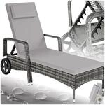 tectake&reg; Rattan Sonnenliege, widerstandsf&auml;hig, 6-fach verstellbare R&uuml;ckenlehne,