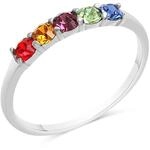 Zeeme Silber Ring Silber 925 rhodiniert mit bunten Kristallen