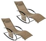 SoBuy Schaukelstuhl-Set f&uuml;r 2 Personen f&uuml;r den Garten Braun 150x63x87cm Industriell