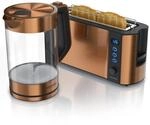 Arendo Fr&uuml;hst&uuml;cksset 2 teilig, Wasserkocher, Toaster, Kupfer