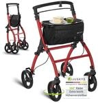 Juskys Aluminium Wohnungsrollator Aktiv - Tasche & Tablett - Rollator schmal &