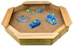 Coemo 6-eckiger Sandkasten Sally Holz inkl. Bodenplane 135x135x20 cm