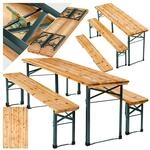 tectake&reg; Bierzeltgarnitur, 3-teilig, klappbar, beschichtetes Stahlgestell mit