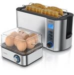Arendo Fr&uuml;hst&uuml;cksset 2-teilig, 4-Scheiben Langschlitztoaster, 8er Eierkocher,