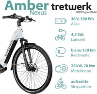 Tretwerk Amber Nexus E Bike Damen 28 Zoll Elektrofahrrad 155 - 185 cm Hollandrad