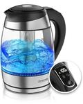 Arendo Wasserkocher, Edelstahl oder Glas, Temperaturanzeige & Warmhaltefunktion