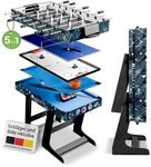 Juskys 5 in1 Spieltisch Ballzauber - klappbar mit Tischtennis, Kicker, Billard,