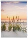 Lichtblick Rollo Klemmfix, ohne Bohren, blickdicht, Nordseestrand - Rot Wei&szlig;