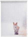 Lichtblick Rollo Klemmfix, ohne Bohren, blickdicht, Fuchs im Schnee - Wei&szlig; Rot