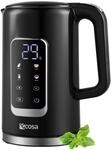 Ecosa Edelstahl Wasserkocher m. Temperatureinstellung 1.7L 2200W Schwarz