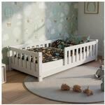 Juskys Kinderbett Naya 80x160 cm - Bett mit Rausfallschutz & Lattenrost - Holz