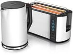 Arendo Fr&uuml;hst&uuml;cksset, 1,5L Wasserkocher, Langschlitz Toaster 4-Scheiben, Wei&szlig;