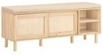 SoBuy Schuhbank mit 2 T&uuml;ren Holzfarbe 120x35,2x49cm Rustikal