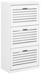 SoBuy Schuhschrank mit 3 T&uuml;ren Wei&szlig; 55x30x112cm Modern