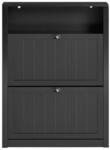 SoBuy Schuhschrank mit 2 T&uuml;ren Schwarz 80x24x110cm Modern