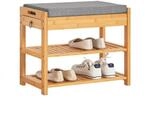 SoBuy Schuhbank mit einer Schublade Holzfarbe 55,3x30x46,5cm Rustikal