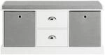 SoBuy Schuhbank mit 2 Schubladen Hellgrau 100x35x50cm Modern