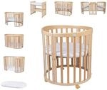 Waldin Babybett OWAL Kinderbett 7in1 mit Matratze, mitwachsendes Kinder-Bett