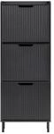 SoBuy Schuhschrank mit 3 T&uuml;ren Schwarz 50,5x19x129,5cm Modern