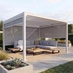 Alu Pergola MCW-L41 mit 3x Seitenwand, Lamellen-Pavillon, stabiles...