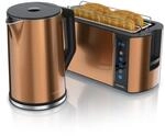 Arendo Fr&uuml;hst&uuml;cks-Set Edelstahl Wasserkocher 1,5l, 4-Scheiben Langschlitz...