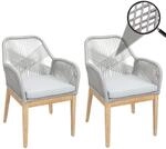 2er-Set Gartenstuhl MCW-H56b, Sessel Outdoor, wetterfest Seilgeflecht Rope Holz