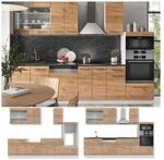 Vicco K&uuml;chenzeile K&uuml;chenblock Einbauk&uuml;che Fame-Line Wei&szlig; Eiche 300 cm modern