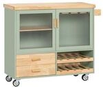 SoBuy K&uuml;cheninsel mit 2 Schubladen Gr&uuml;n 110x40x91,5cm Funktional