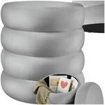 tectake&reg; Sitzhocker mit Stauraum, rund, gepolstert, weicher, pflegeleichter Bezug