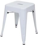 Hocker MCW-A73, Metallhocker Sitzhocker, Metall Industriedesign stapelbar ~ wei&szlig;